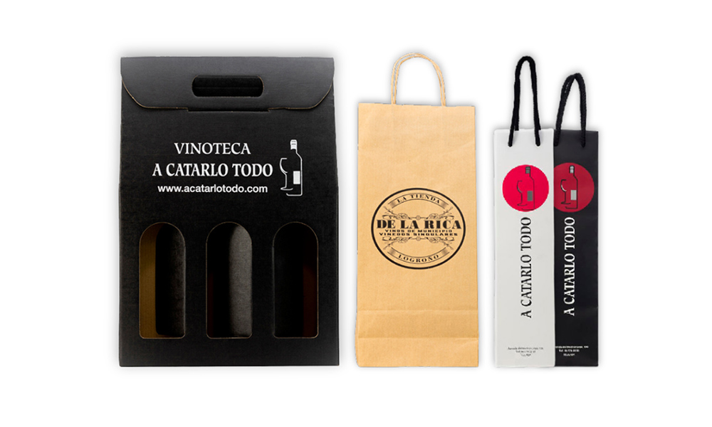 Cajas y bolsas para botellas Impresiónala